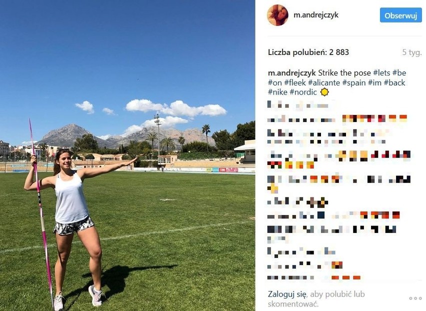 Maria Andrejczyk jest bardzo popularna na Instagramie. Jej...