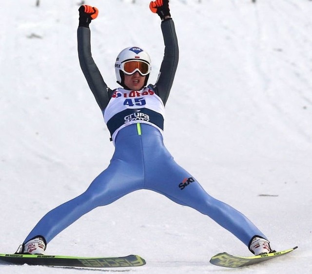 Kamil Stoch podczas konkursu w Zakopanem.