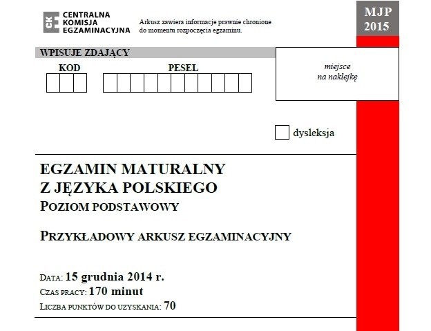 Próbna matura 2014/2015 z CKE. Język polski - poziom podstawowy