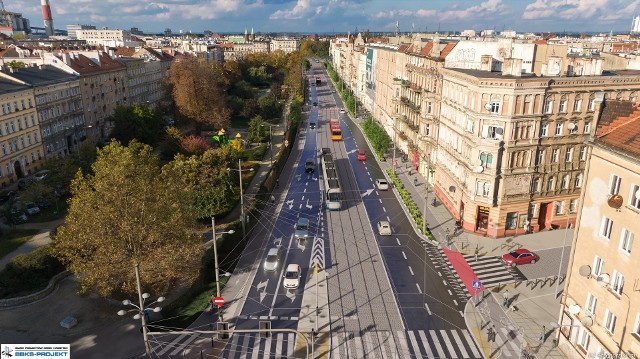 Tak ma wyglądać ulica Pomorska po remoncie. Podczas prac które potrwają dwa lata, kierowcy i pasażerowie autobusów oraz tramwajów muszą jeździć objazdami