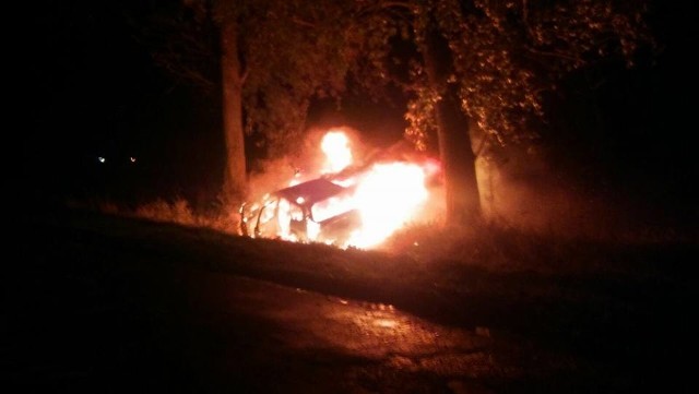 Wypadek pod Strzelinem. Samochód uderzył w drzewo i spłonął/zdjęcia dzięki uprzejmości Czarny/Strzelin998