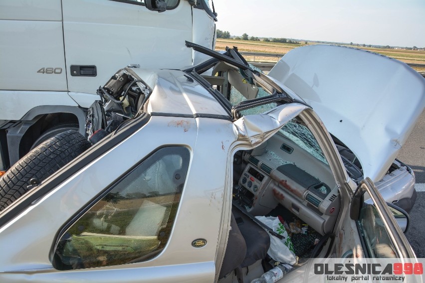 Wypadek na S8 pod Oleśnicą - 3 września 2018