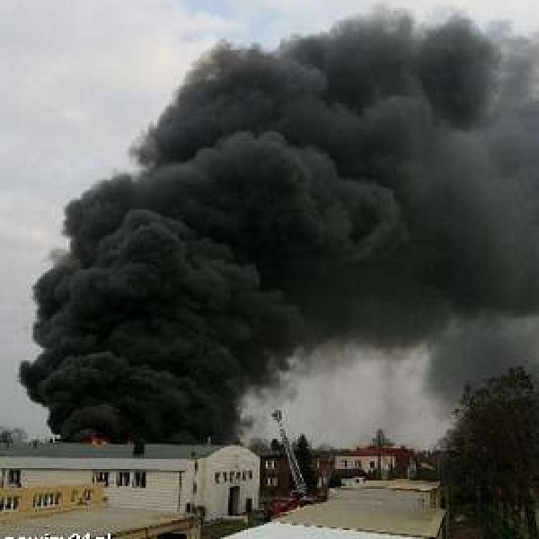 Zdjęcia z pożaru hurtowni materiałów chemicznych. Pożar wybuchł dziś ok. 10.20 przy ul. Wyzwolenia w Rzeszowie.