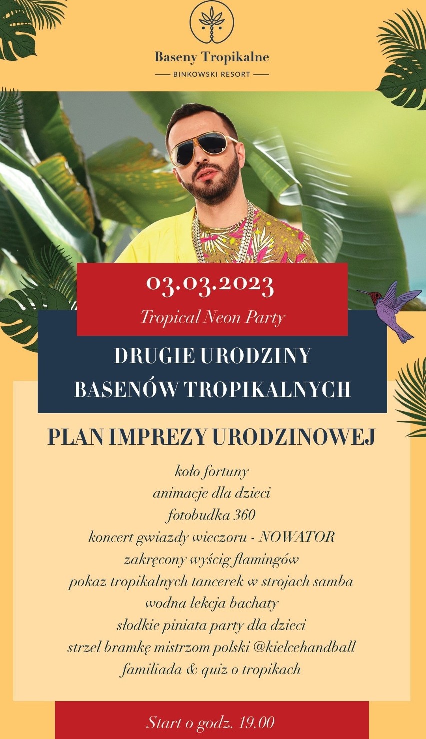 Urodziny Basenów Tropikalnych Binkowski Resort w Kielcach. To będzie impreza z niespodziankami. Gwiazdą - Nowator