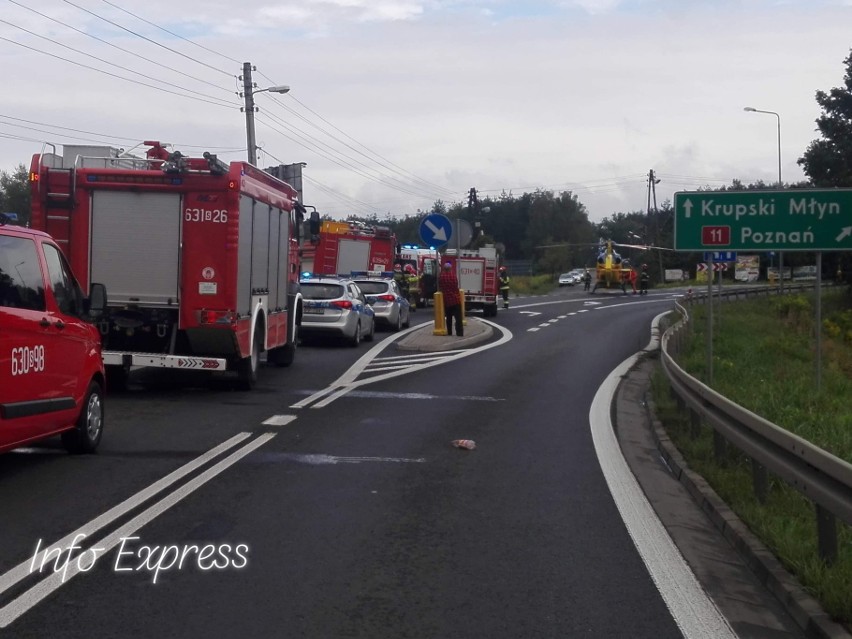 Wypadek na DK11 między Tworogiem a Lublińcem. Interweniował śmigłowiec LPR