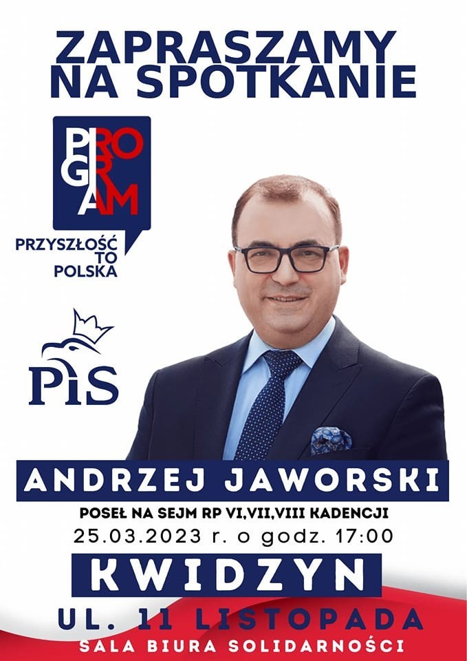 Andrzej Jaworski spotka się z mieszkańcami Kwidzyna. Kandydat na posła w wyborach wystartuje z ramienia Prawa i Sprawiedliwości