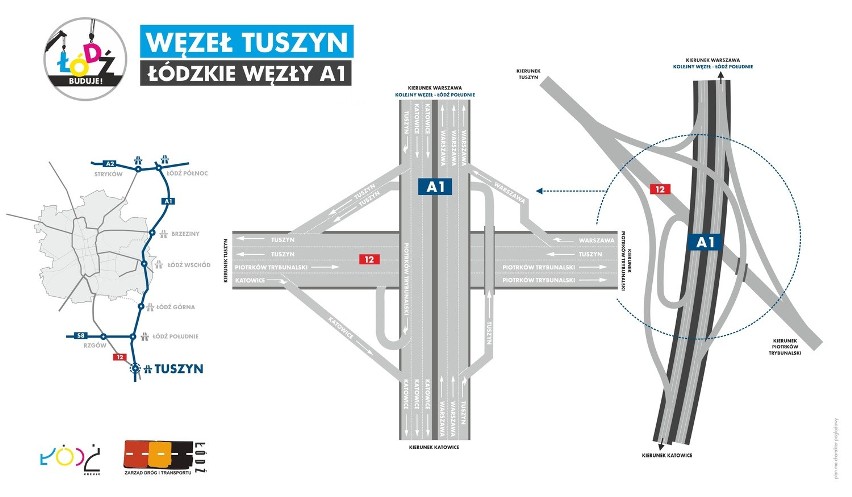 AUTOSTRADA A1 STRYKÓW - TUSZYN. Wielkie otwarcie obwodnicy Łodzi 1 lipca! [A1 MAPY WĘZŁÓW, DOJAZDY]