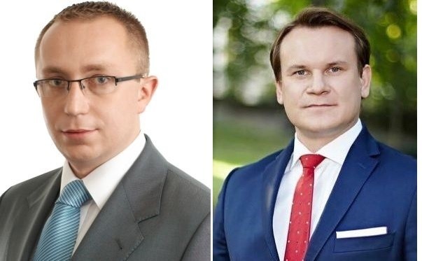 Od lewej posłowie PO - Artur Gierada, PiS - Dominik Tarczyński