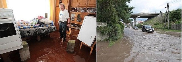 Woda wdziera się do domów i zalewa drogę w Górkach Szczukowskich.