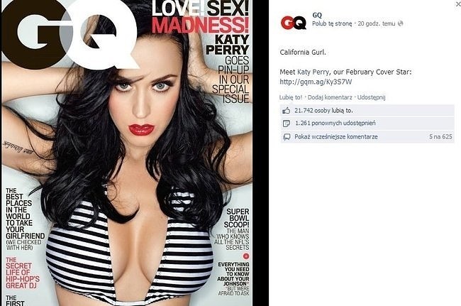 Katy Perry na okładce "GQ" (fot. screen z Facebook.com)