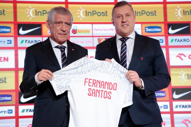 Nowy selekcjoner reprezentacji Polski - Fernando Santos (z lewej) i Prezes PZPN Cezary Kulesza (z prawej)
