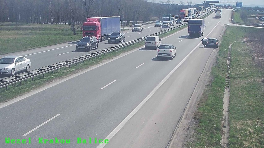 Korek na obwodnicy Krakowa (A4). Węzeł Balice, godzina 13.30