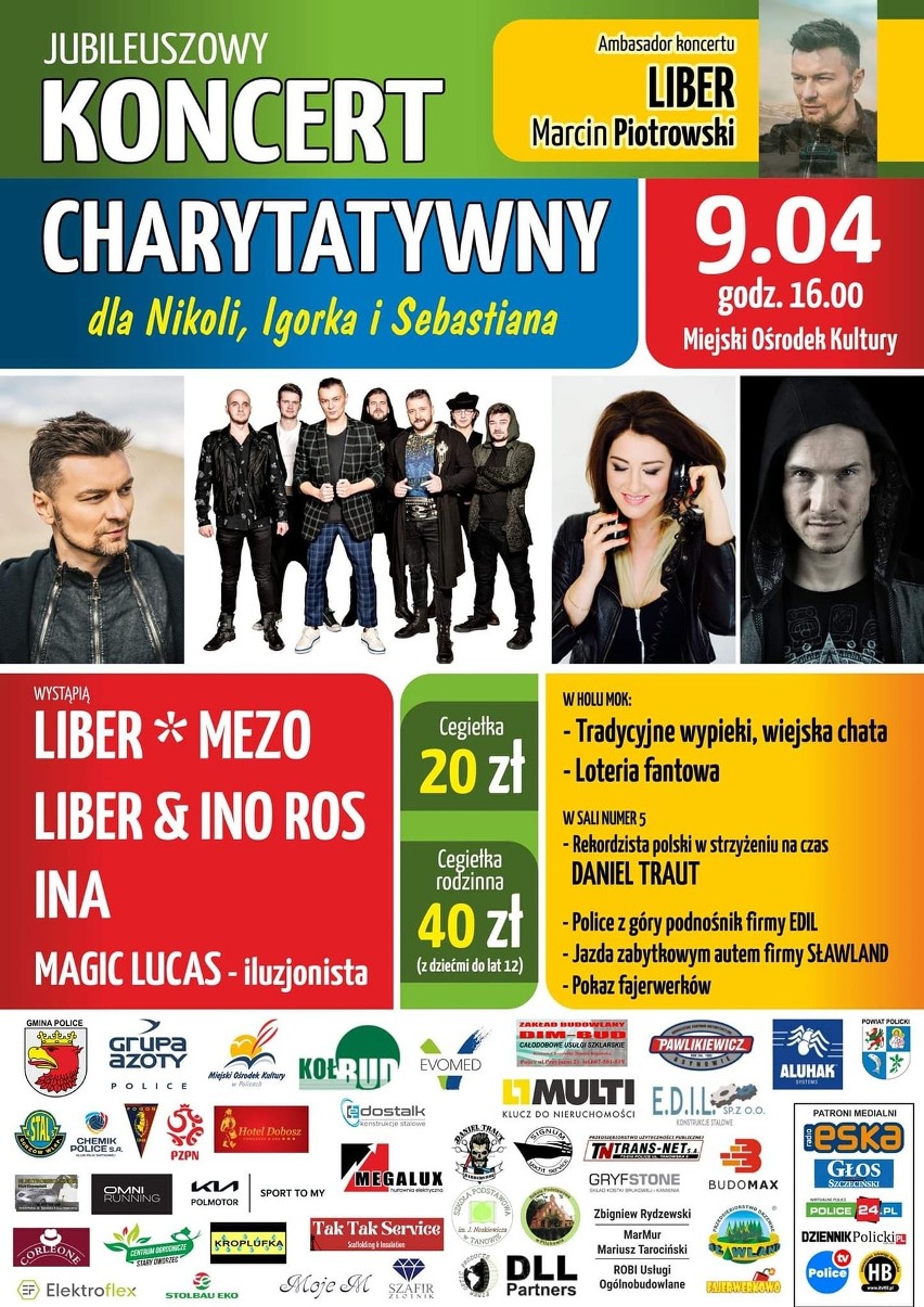 Koncert charytatywny w Policach dla Nikoli, Igorka i Sebastiana. Do wylicytowania koszulki gwiazd piłki: Maradony i Pele