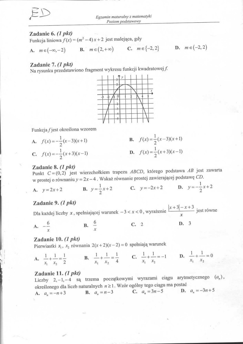 Matura 2014 - matematyka, poziom podstawowy