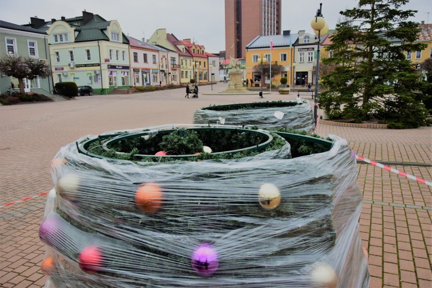 Tarnobrzeg stroi się na święta. Na Rynek przyjechała choinka. Rozpoczął się montaż ozdób, ale będzie ich mniej. Zobacz dekoracje