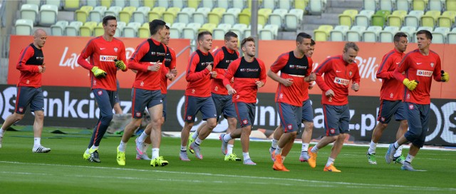 Polacy podczas treningu na PGE Arena przed meczem Polska - Grecja