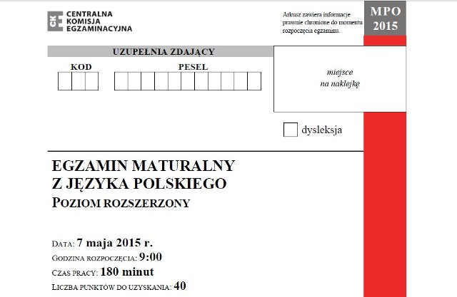 MATURA 2015 - JĘZYK POLSKI ROZSZERZONY - ARKUSZ CKE - TEMATY MATURALNE - wersja A - odpowiedzi