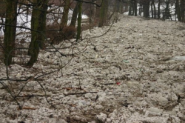 Zator lodowy w miejscowości Rogi...