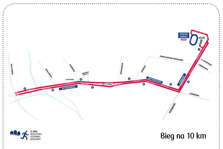 Trasa 10-kilmetrowego biegu