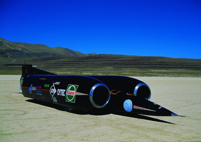 15.10.1997 r., pustynia Black Rock, Nevada USA. Pojazd Thrust SSC bije rekord prędkości. Fot. Castrol