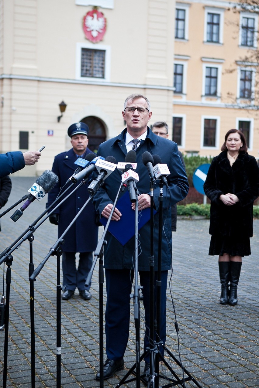 Konferencja prasowa przed Zamkiem w Rzeszowie