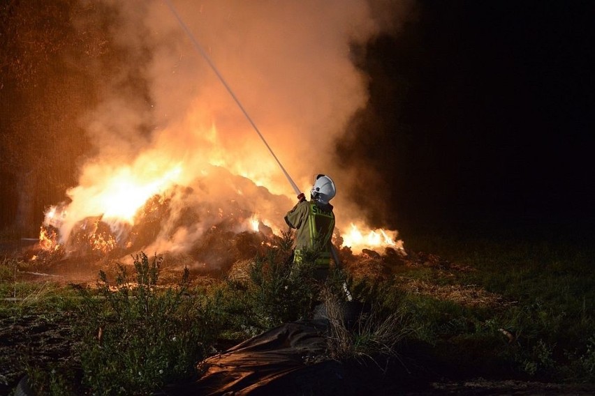 Cztery zastępy straży gasiły pożar stogu w gminie Więcbork [galeria]