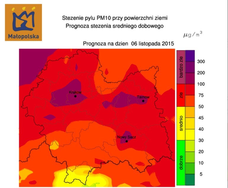 Smog w Małopolsce. Fatalne prognozy na piątek