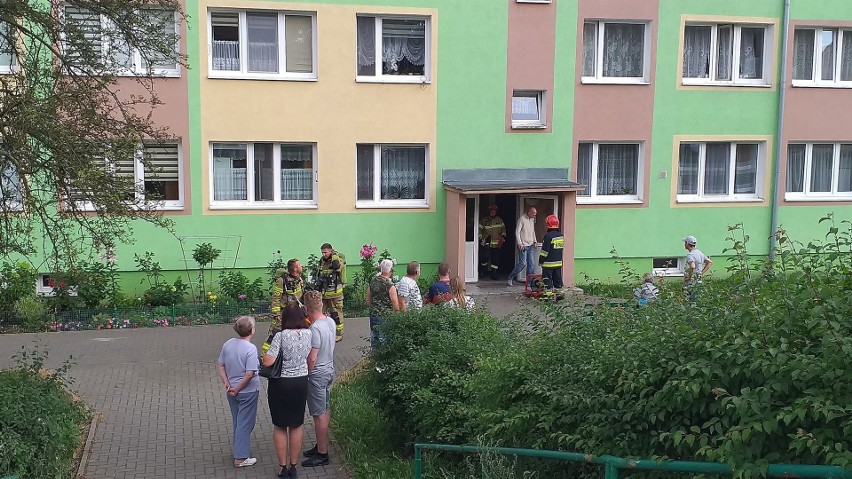 Pożar w bloku, przy ul. Kopernika 9 w Chełmnie, na...