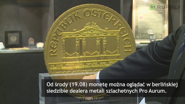 Największa moneta w Europie wybita z 31 kg złota warta jest ponad 1 milion euro (wideo)Największa złota moneta w Europie w ramach obchodów swoich 10 urodzin przyjechała do Berlina