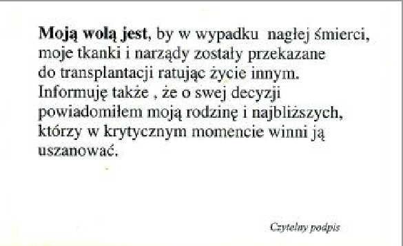 W sobotę 6 września kup "Gazetę Pomorską". Znajdziesz w niej deklarację woli oddania organów, której fragment pokazujemy już dziś