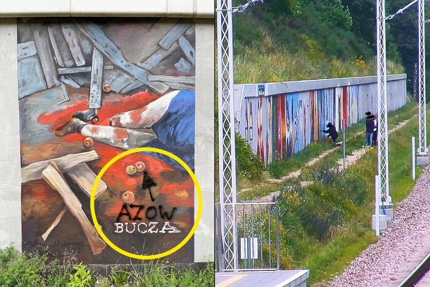 Gdańsk Jasień. Bezmyślny akt wandalizmu. Znane na całym świecie proukraińskie i antyputinowskie murale zostały zniszczone