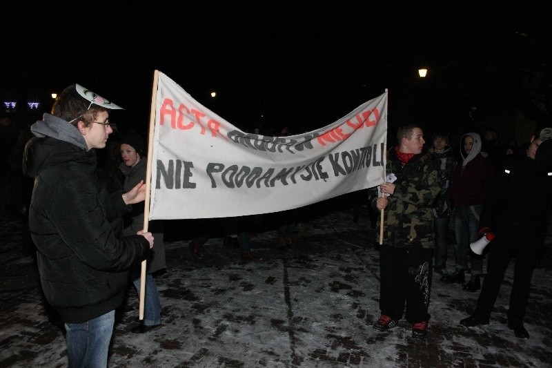 Protest przeciwko ACTA w Koszalinie.