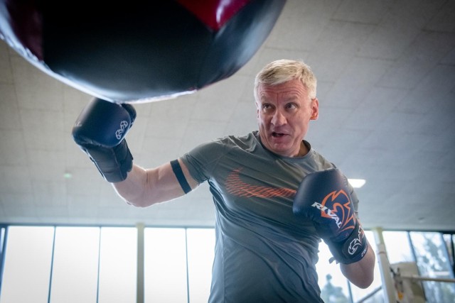 Prezydent Jacek Jaśkowiak podczas treningu wylicytowanego w ramach WOŚP w 2019 roku.