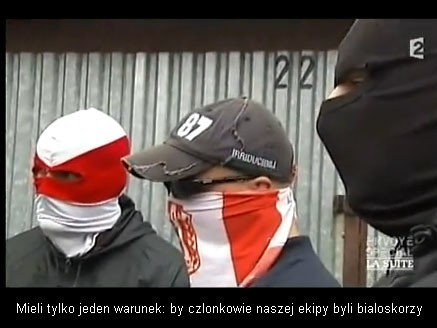 Kadr z francuskiego filmu dokumentalnego o polskich chuliganach.