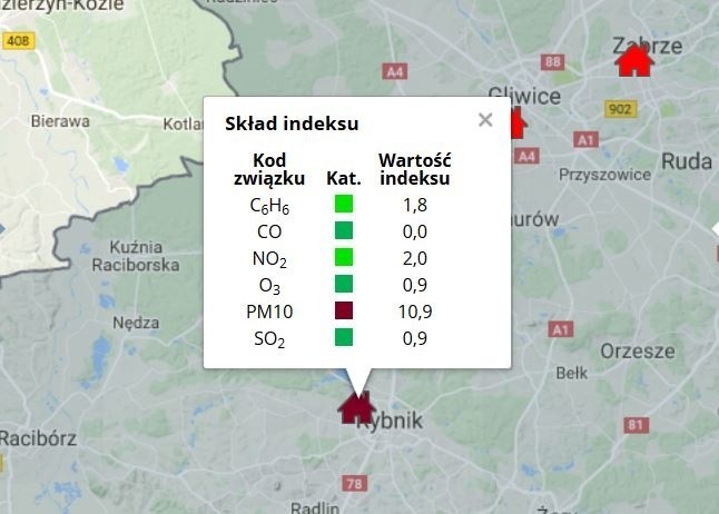 Stężenie pyłu zawieszonego w poniedziałek 5 marca 2017 nawet...