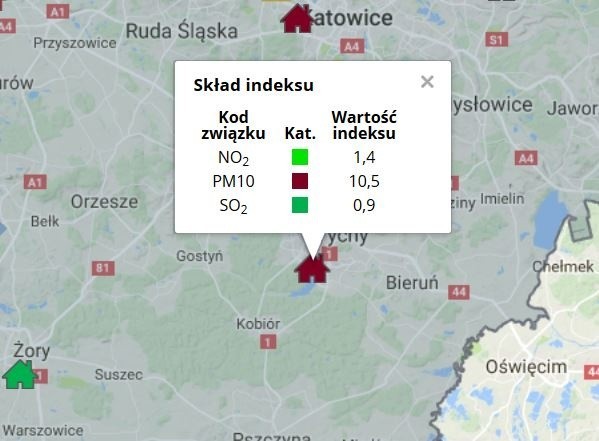 Stężenie pyłu zawieszonego w poniedziałek 5 marca 2017 nawet...