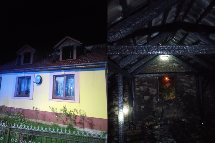 Pożar domu jednorodzinnego w Nowej Wsi w gminie Sienno. Spaliła się duża część poddasza