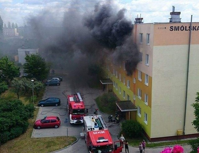 Pożar w bloku przy Smólskiej we Włocławku