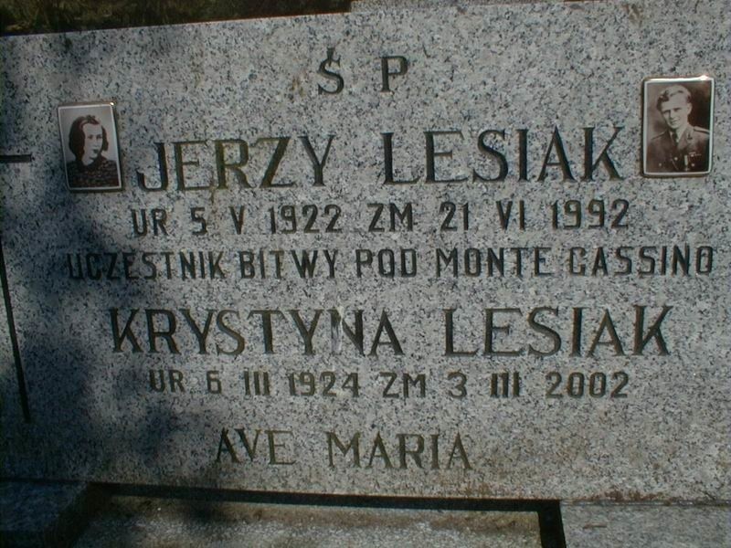 Grób ppor. Jerzego Lesiaka na Cmentarzu Centralnym w...