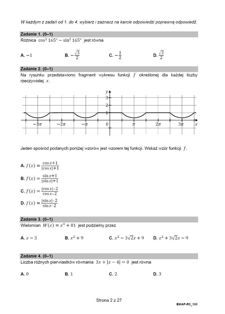 Odpowiedzi matury z matematyki rozszerzonej pojawiać się...