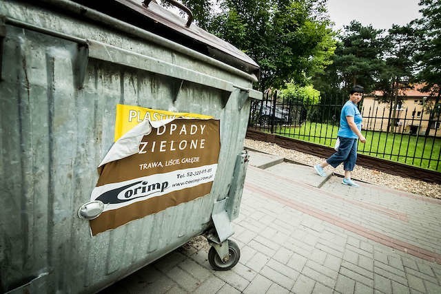 Do pojemników na odpady zielone należy wrzucać liście i gałęzie.