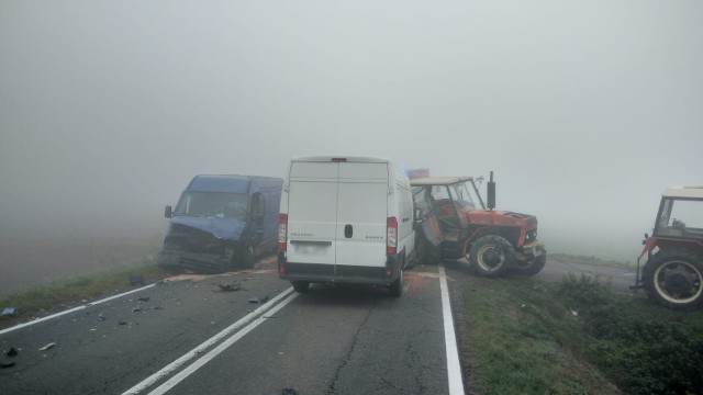 Karambol na drodze z Raciborza do Pietrowic Wielkich