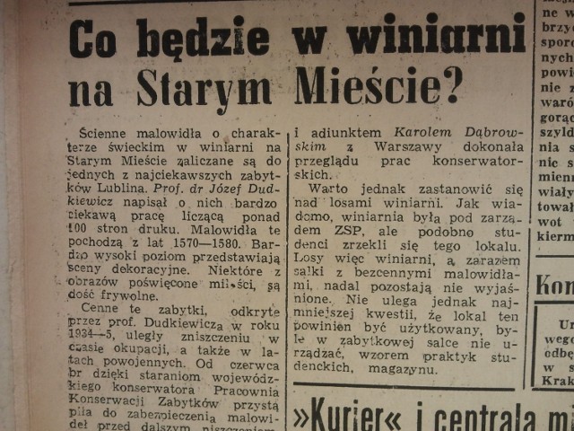 Z historii Lublina: Magazyn w sali z renesansową polichromią