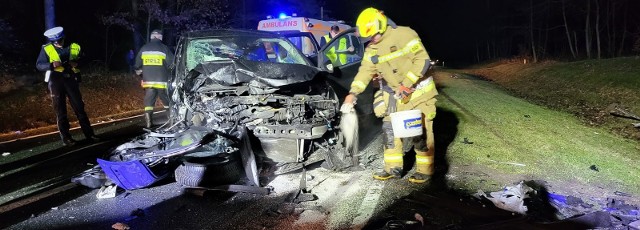 Do wypadku doszło w poniedziałek, 3 stycznia, w godzinach wieczornych. Na drodze krajowej nr 22 zderzyły się dwa samochody osobowe. Siła uderzenia była ogromna. Obydwa pojazdy zostały mocno rozbite.W zderzeniu brał udział ford i volkswagen. Poszkodowane zostały dwie osoby. Wcześniej jednak zakleszczone osoby trzeba było uwolnić z wraków przy wykorzystaniu narzędzie hydraulicznych. Po wydostaniu kierowcy forda i pasażera volkswagena zostali oni odwiezieni do szpitala.Na miejsce wypadku wysłano łącznie cztery zastępy straży pożarnej: dwa z PSP w Strzelcach Krajeńskich i dwa z OSP Dobiegniew. Dotarły też dwa zespoły ratownictwa medycznego i trzy radiowozy policji. Po wypadku droga krajowa nr 22 była zablokowana. Objazdy wyznaczono przez Dobiegniew, Drezdenko i Czarnków. Przyczyny wypadku jak zawsze w tego typu sytuacjach, wyjaśniają policjanci. Wypadek miał miejsce na drodze krajowej nr 22 na wysokości miejscowości WołogoszczWideo: Policyjny dron zarejestrował wypadek drogowy w powiecie krośnieńskim