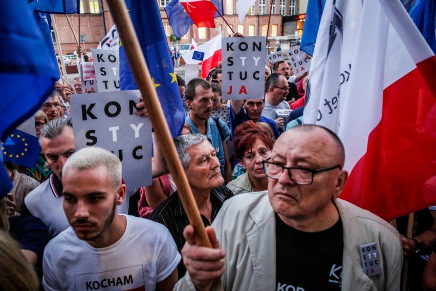 Protest przed sądem w Gdańsku 24.07.2018. Manifestacja...