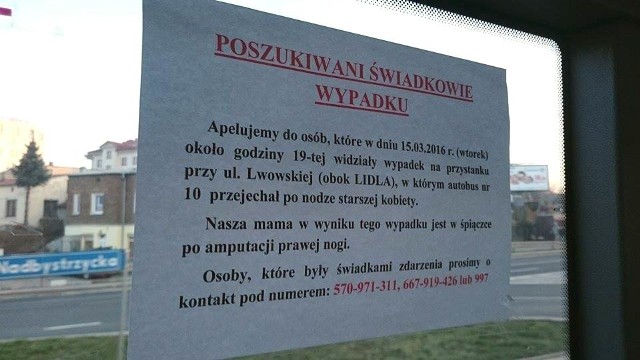 Rodzina rannej 74-latki wciąż szuka świadków wypadku, m.in. rozwieszając po Lublinie ogłoszenia