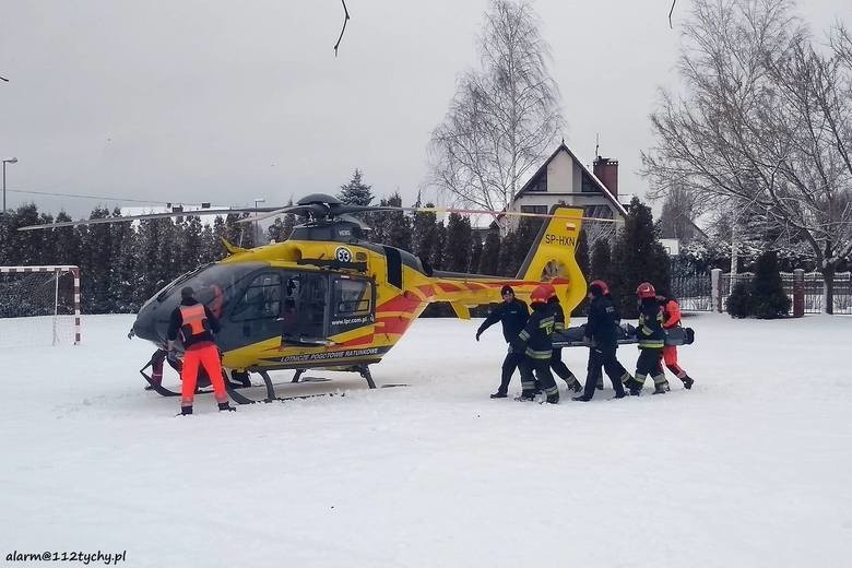 Uczeń został przewieziony do szpitala helikopterem
