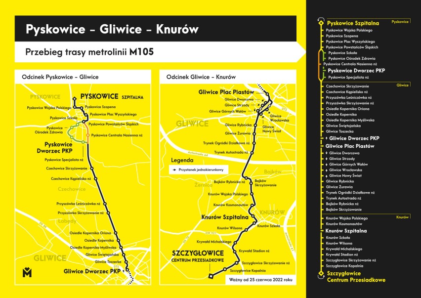 Przebieg trasy nowej linii autobusowej M105