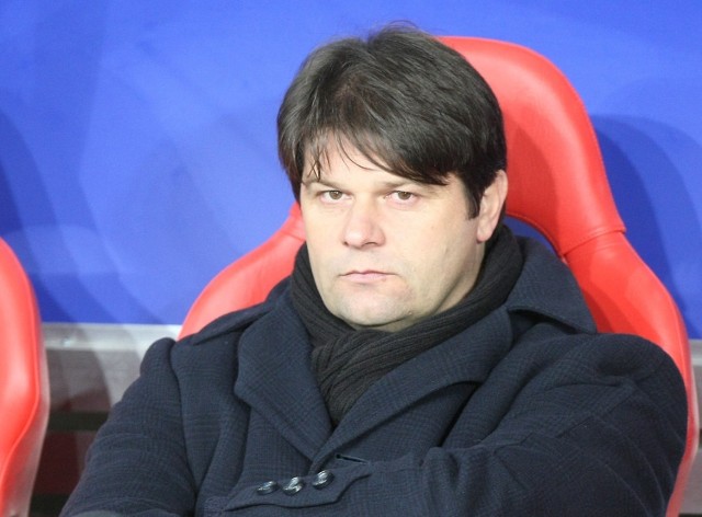 Trener Widzewa, Radosław Mroczkowski oglądał mecz ŁKS z Koroną.