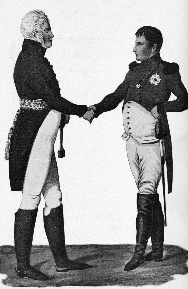 Spotkanie Napoleona z carem Aleksandrem I pod Tylżą w 1807 r.